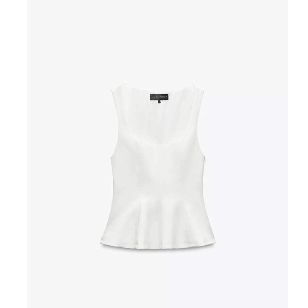 Zara White Sleeveless Blouse